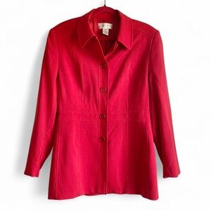 Vintage Casual Corner Button Down Red Wool Coat Size 12
